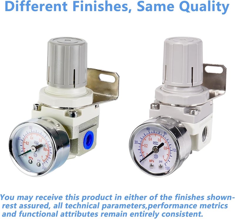 ECuoPix منظم ضغط الهواء مع منفذ 1/4"، منظم ضاغط الهواء مع مقياس دقيق 0-150 PSI وحامل، مثالي لنظام الهواء المضغوط، AR2000-02 - Image 3